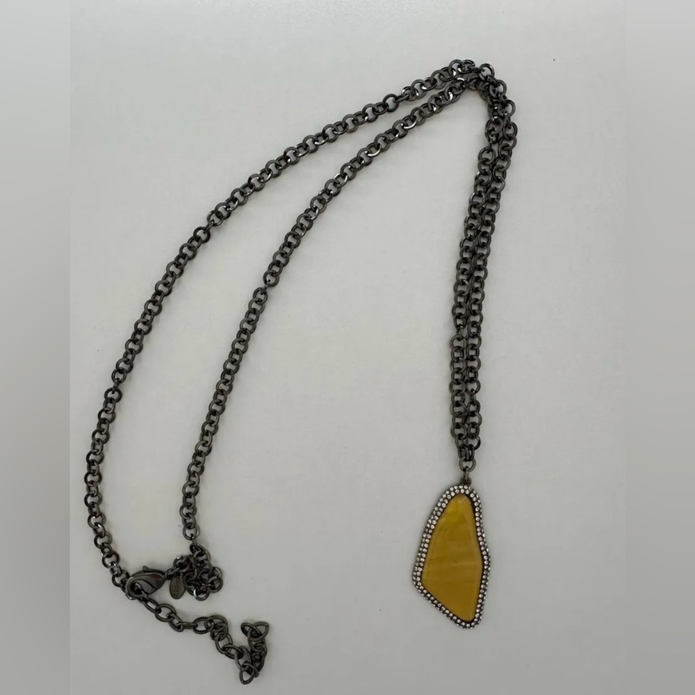 Chico’s Long Necklace With Gold Pendant